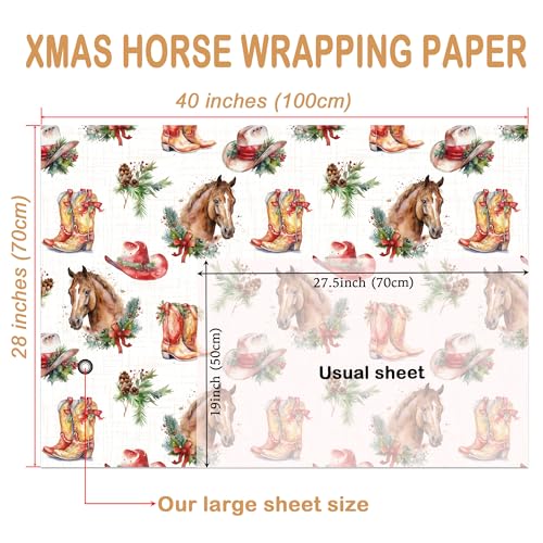 Christmas Horse Wrapping Paper Sheet (30 Sq Ft)
