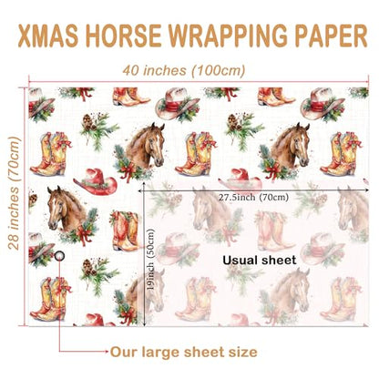 Christmas Horse Wrapping Paper Sheet (30 Sq Ft)
