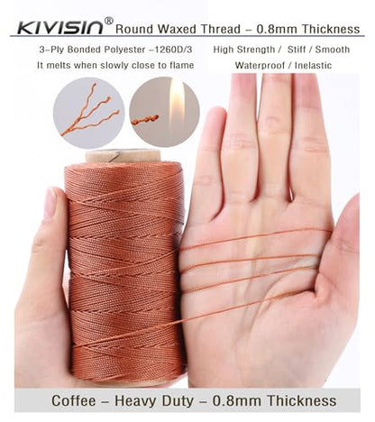 Bonded 0.8mm Round Waxed Polyester Cord (588 Foot)