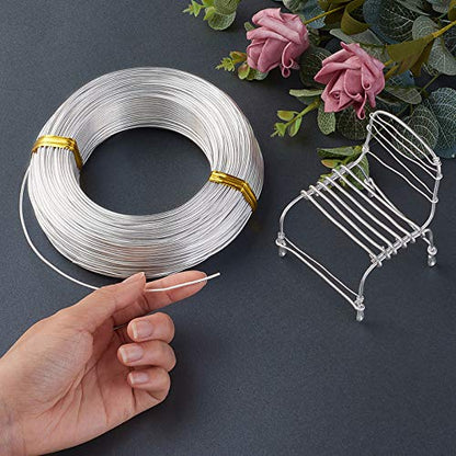 328 Feet 15 Gauge Aluminum Wire Silver Bendable Metal Craft Wire for Beading Jewelry Craft Making