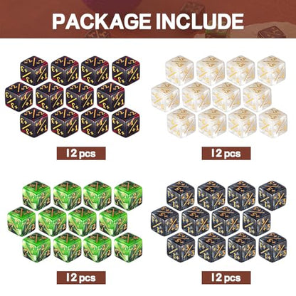 48 Pcs Pieces D6 Dice Counters with 2 Bag