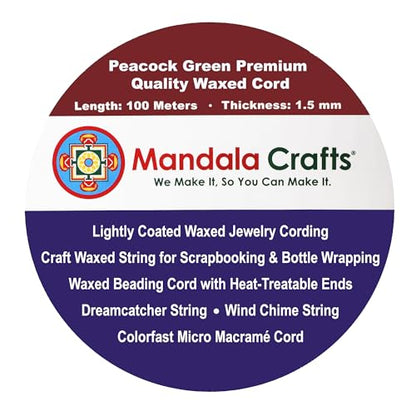 1.5mm Peacock Green Waxed Cord