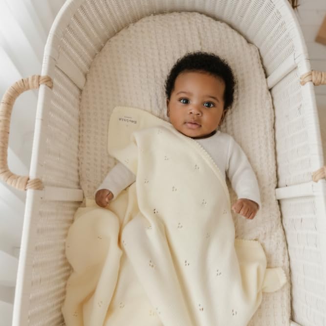 100% Luxury Organic Cotton Pointelle Knit Baby Blanket