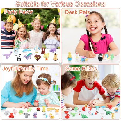 80Pcs Animal Erasers Kids Desk Pets Pencil Erasers 3D Puzzle Eraser Bulk Fun Cute Mini Animal Eraser Toys for Classroom Rewards (80 Count)