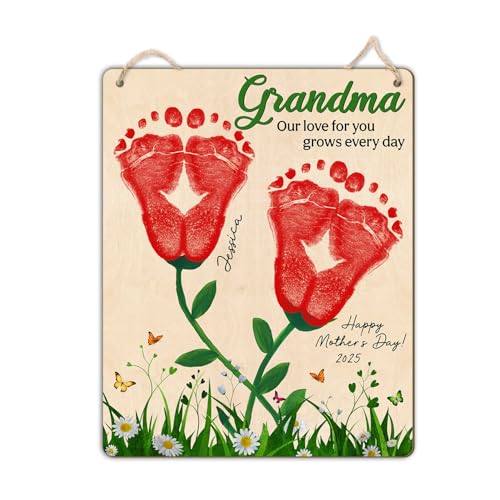 DIY Custom Baby Footprint Flowers Art Craft Gifts for Grandma