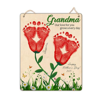 DIY Custom Baby Footprint Flowers Art Craft Gifts for Grandma