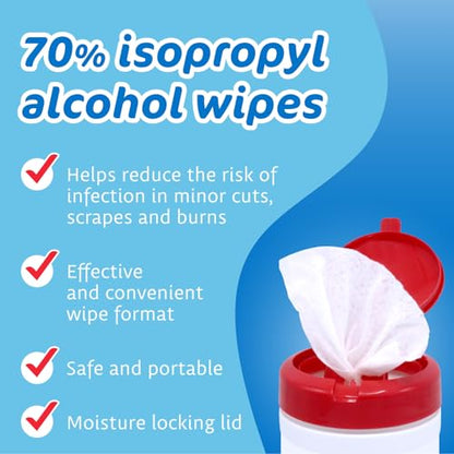 70% Isopropyl Alcohol Wipes [6 pack] (240 Count)