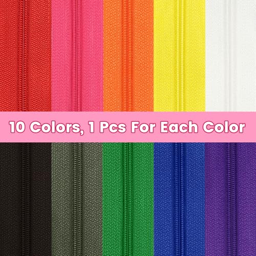 31 Yards 10 Pieces Sewing Zippers #3 Nylon Coil Zippers Assorted Zipper for Sewing with 40 Zipper Sliders for DIY Tailor Sewing Crafts Supplies (10 Count)