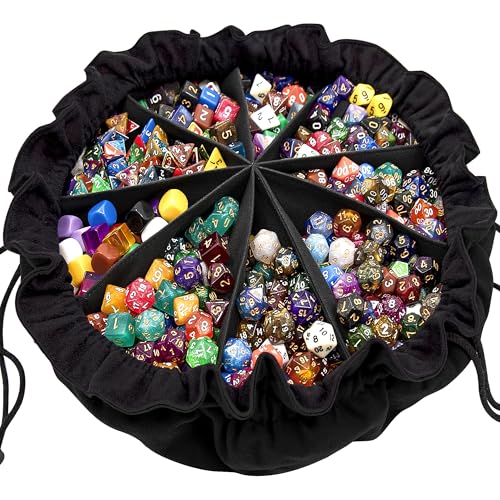Large Dice Bag with Pockets Big Capacity Dice Bag Drawstring Pouch