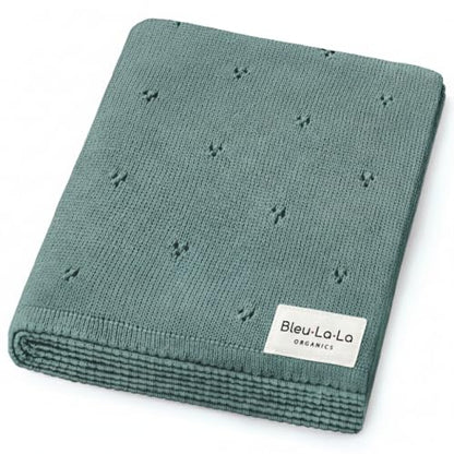 100% Luxury Organic Cotton Pointelle Knit Baby Quilt Blanket
