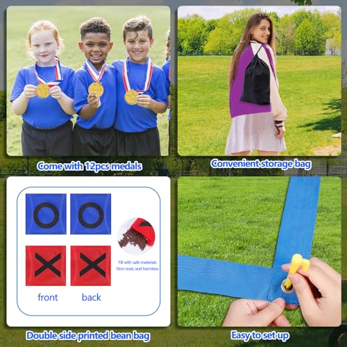 Outdoor Giant Tic Tac Toe Bean Bag Toss Games for Kids Adults Family