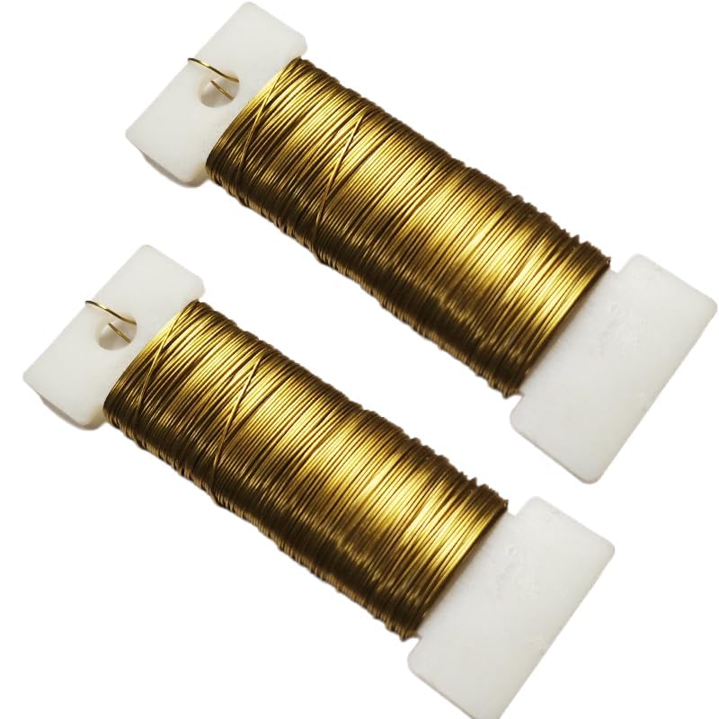 76Yards 26Gauge Golden Metal Floral Wire Flexible Paddle Florist Garden Wire for Flower Arrangement (228 Foot)
