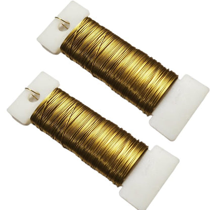 76Yards 26Gauge Golden Metal Floral Wire Flexible Paddle Florist Garden Wire for Flower Arrangement (228 Foot)