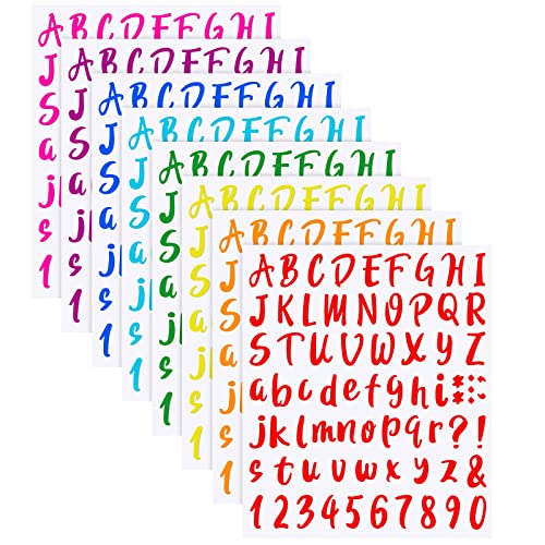 576 Pcs 8 Sheets Letters Stickers Vinyl Alphabet Number Decals Back to School Supplies for Water Bottles Cups Mailbox Scrapbooking Bulletin Board Classroom Decor