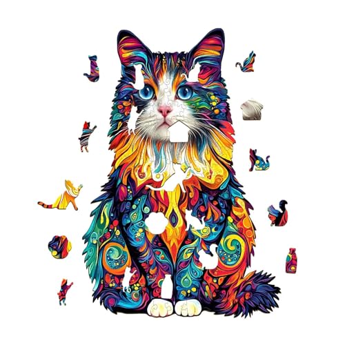 Colorful Ragdoll Cat Puzzles Adults Gifts Wooden 195 Pieces 13.4 * 9.2in