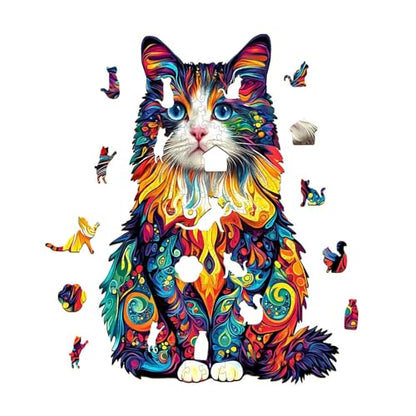 Colorful Ragdoll Cat Puzzles Adults Gifts Wooden 195 Pieces 13.4 * 9.2in