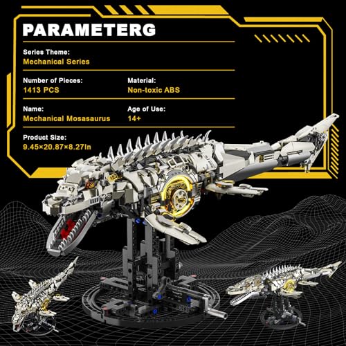 Mechanical Mosasaurus Dinosaur Building Block Set for Adults