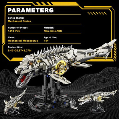 Mechanical Mosasaurus Dinosaur Building Block Set for Adults