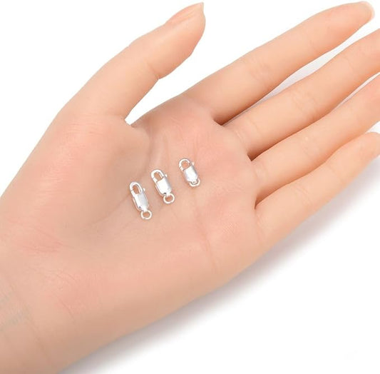 2pcs Adabele Authentic Sterling Silver 12mm Italian Rectangle Lobster Trigger Clasps Open Jump Ring Hypoallergenic Nickel Free for DIY Jewelry Making SS25-CC