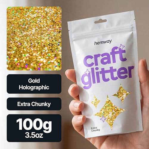 Craft Glitter Gold Holographic 100g Extra Chunky Glitter (3.5 Ounce)