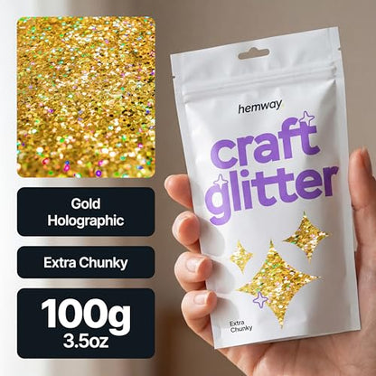 Craft Glitter Gold Holographic 100g Extra Chunky Glitter (3.5 Ounce)