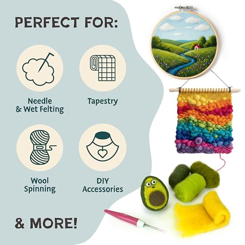 Needle Felting Kit 40 Colors Wool Roving for Adults & Beginner