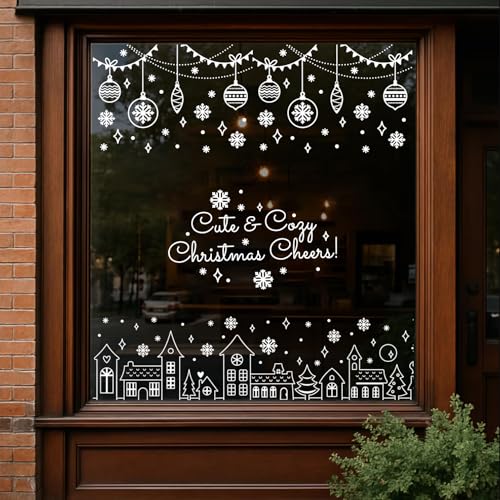 Christmas Window Stencils for Glass Christmas Village Stencil (7 Count)