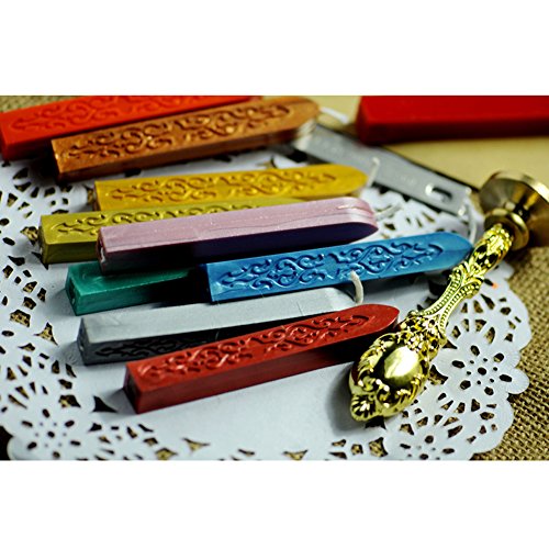 10Pcs Multi Color Sealing Wax Sticks with Wicks for Wax Seal Stamp (10 Count)