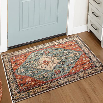 Felice Boho Tribal 2x3 Washable Small Rugs for Entryway Doormat Indoor Entrance (6 Sq Ft)