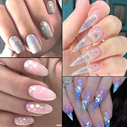 24 Grids Holographic Nail Sequins and 1 Pcs Tweezers