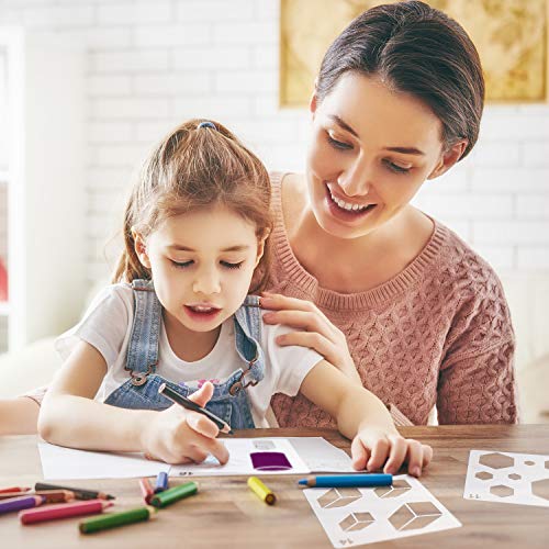 16 Pieces Kids Geometric Drawing Stencils 5.1 Inches Basic Square Shape Plastic Drawing Stencil Template Geometry Shape Reusable DIY Painting for Kids Girls Boys Gifts Home Classroom Crafts (16 Count)