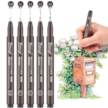 Sepia Tone Art Pen Set (5 Count)