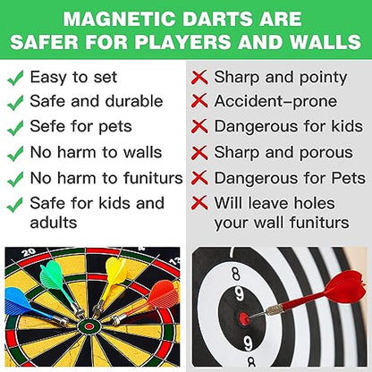 2in1 Magnetic Dart Board for Kids Adult (24 Count)