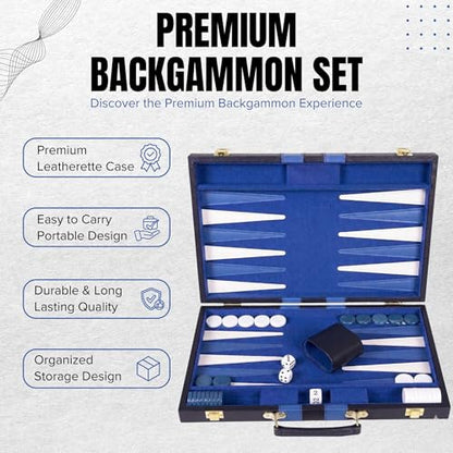 Premium Backgammon 11" Small Blue