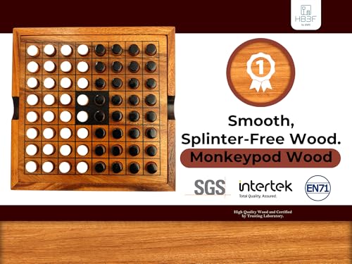 Wooden Reversi Othello Board Game Classic Strategy Games of Family for Adults and Senior Wood Black and White Pieces and Great Gifting with Genuine Wood Looks Decoration Othelo 8 x 8 Inches