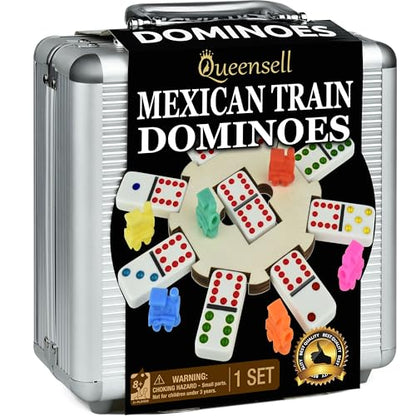 Mexican Train Dominoes Set with Wooden Hub
