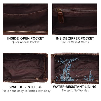 Full Grain Leather Toiletry Kit for Men & Women