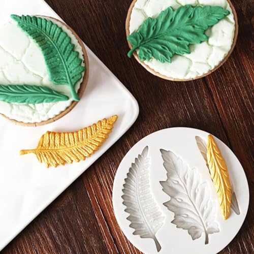 3pcs Leaf Fondant Mold Rose Leaves 3D Leaf Silicone Mold for Chocolate Candy Maple Leaf Sugar Craft Cake Decoration (3 Count)