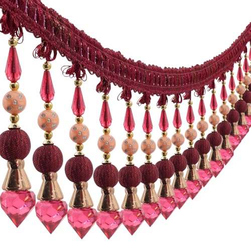 3yards Beading Fringe Trimming Long Beads Tassel Curtain Trim Ribbon Trim for Cover Edge Decorative