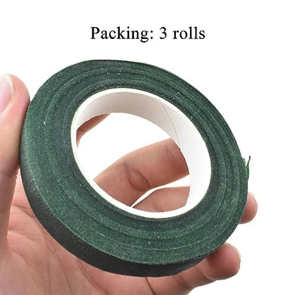 Dark Green 3Rolls 0.5Inch Wide Floral Tape