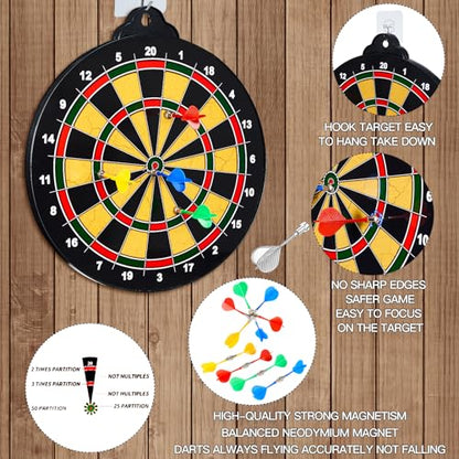 2in1 Magnetic Dart Board for Kids Adult (24 Count)