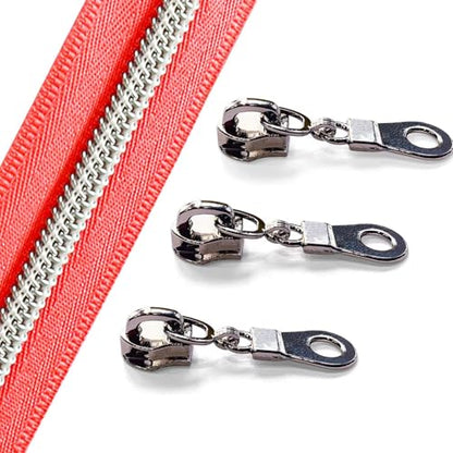 The Yards Pink Nylon Coil Zipper with Silver Teeth (10 Yards, 10 Count)