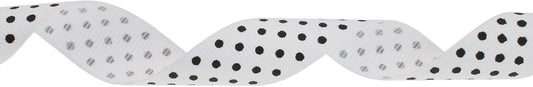 Polka Dot Grosgrain Ribbon 25 Yard Each Roll 100% Polyester (3/4", White) - Crafty Corner