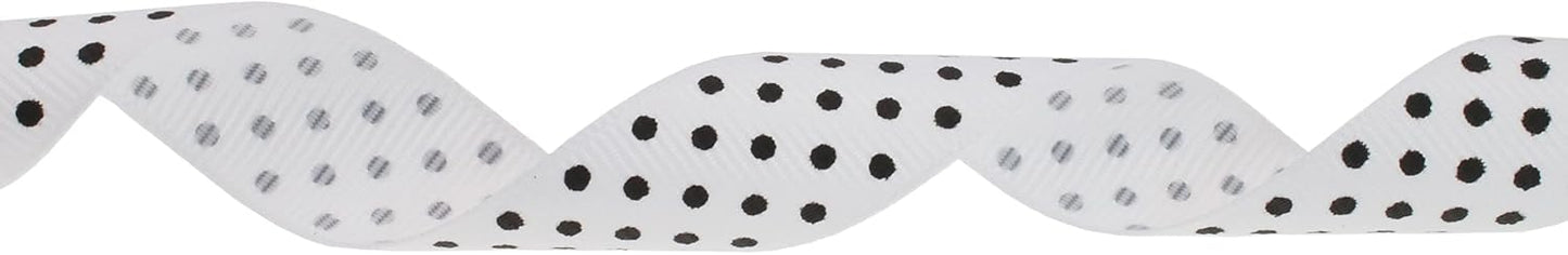 Polka Dot Grosgrain Ribbon 25 Yard Each Roll 100% Polyester (3/4", White) - Crafty Corner