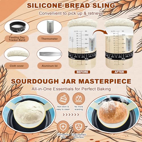 Sourdough Starter Kit with Basket Sourdough Starter Jar for Beginner