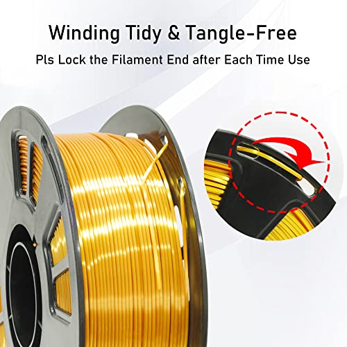 1KG Silk Metalic Shiny Gold PLA 3D Printer Filament (35.27 Ounce)