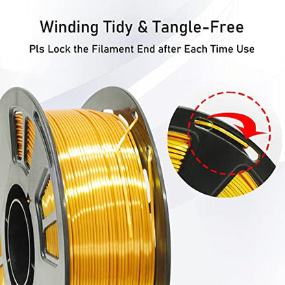 1KG Silk Metalic Shiny Gold PLA 3D Printer Filament (35.27 Ounce)