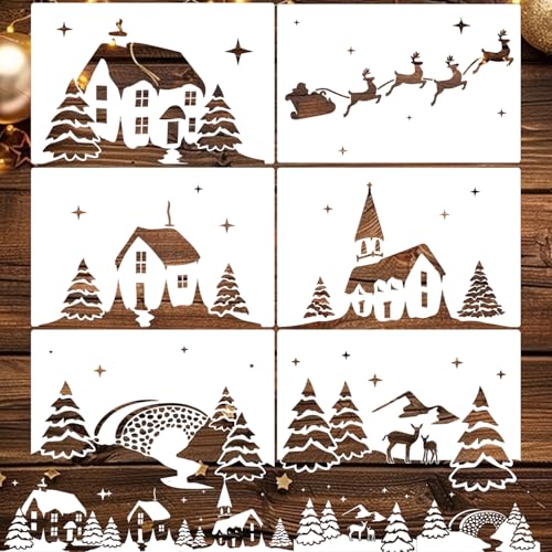 Christmas Window Stencils for Glass 58.5" Window Snow Spray Stencils (6 Count)