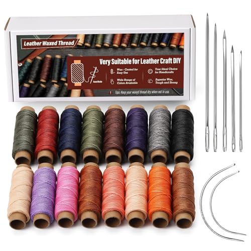 Waxed Thread 0.8mm 32 Yard Leather Thread for Hand Sewing 16 Colors (98 Foot)