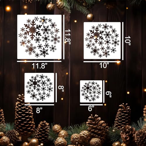 Christmas Window Stencils for Glass Large Snowflake Bauble Stencil (8 Count)